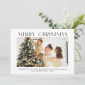 Modern Vrolijk Kerstmis eenvoudige één fotofamilie Feestdagenkaart (Staand voorkant)