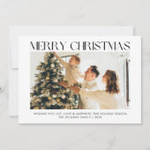 Modern Vrolijk Kerstmis eenvoudige één fotofamilie Feestdagenkaart (Voorkant)