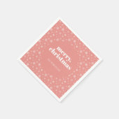 Modern vrolijk kerstroze met sneeuwvlok patroon servet (Hoek)