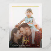 Modern vrolijk kerstscript | Foto Gold omgevormd Folie Feestdagen Briefkaart (Voorkant)