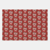 Modern vrolijk kerstscript Red Bow Holly Naam Inpakpapier Vel (Voorkant 3)