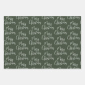 Modern vrolijk kerstscript Red Bow Holly Naam Inpakpapier Vel (Voorkant 2)