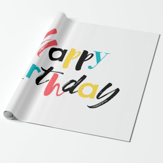 Modern, vrolijk ontwerp van "Happy Birthday" Cadeaupapier (Uitgerold)
