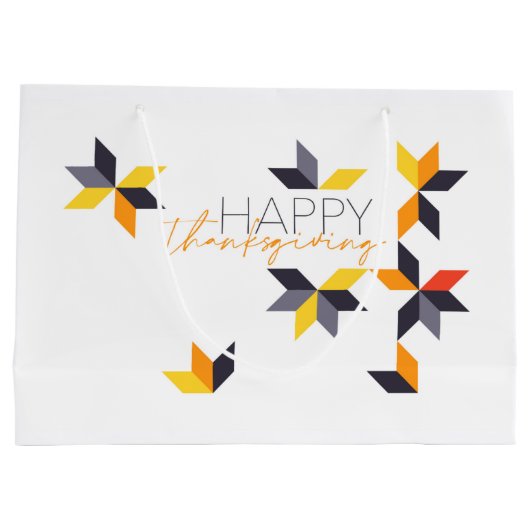 Modern, vrolijk ontwerp van Happy Thanksgiving Groot Cadeauzakje (Achterkant)