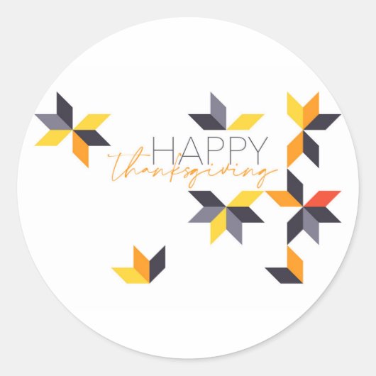 Modern, vrolijk ontwerp van Happy Thanksgiving Ronde Sticker (Voorkant)