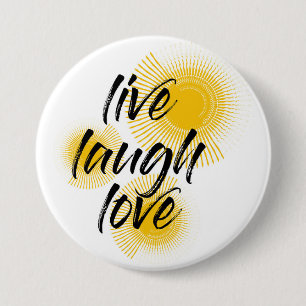Modern, vrolijk, trendy ontwerp Live Laugh Love Ronde Button 7,6 Cm