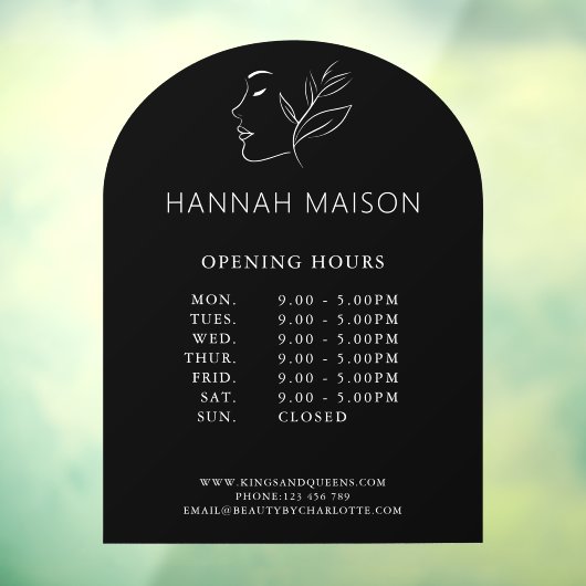 Modern, Vrouw Logo, Openingstijden Raamsticker (Vel 3)