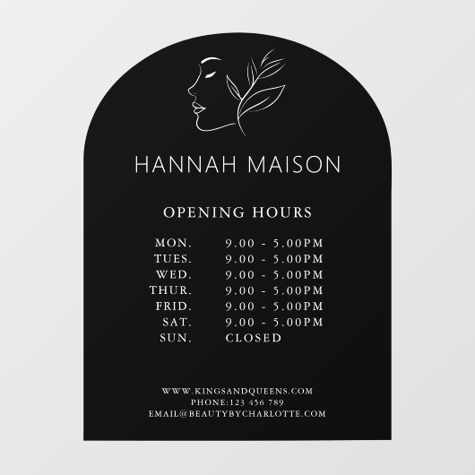 Modern, Vrouw Logo, Openingstijden Raamsticker (Vel)