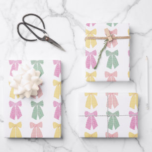 Modern Vrouwelijk Coquette Haar Bow Patroon Inpakpapier Vel
