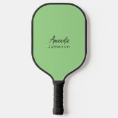 Modern vrouwelijk groen monogram pickleball paddle (Achterkant)