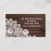 Modern Vrouwelijk Meisje Rustiek Wit Kant Woodgrai Visitekaartje (Achterkant)