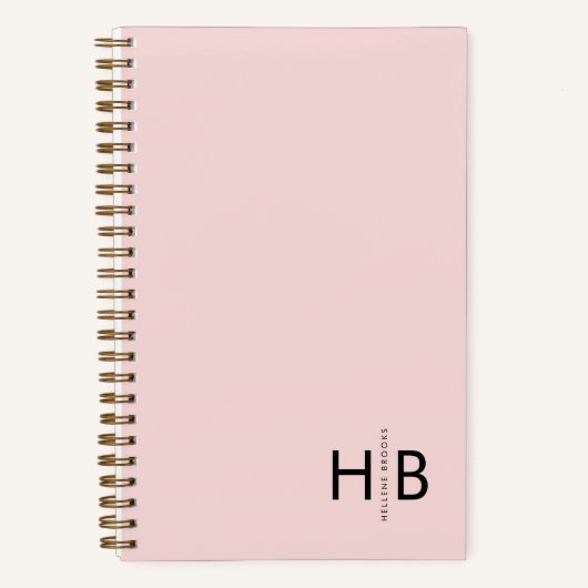 Modern Vrouwelijk Roze Initiaal Monogram Notitieboek (Voorkant)