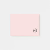 Modern Vrouwelijk Roze & Zwart Initiaal Monogram Post-it® Notes (Voorkant)
