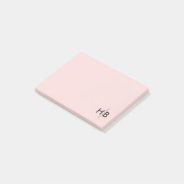 Modern Vrouwelijk Roze & Zwart Initiaal Monogram Post-it® Notes