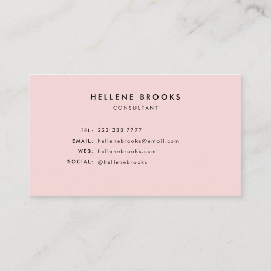 Modern Vrouwelijk Roze & Zwart Initiaal Naam Monog Visitekaartje (Achterkant)