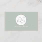 Modern Vrouwelijk Sage Monogram QR-code Visitekaartje (Voorkant)