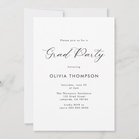 Modern vrouwelijk script foto Afstuderen Kaart (Achterkant)