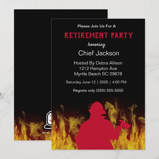 Modern vuurman/brandweerhoofd Silhouette Retiremen Kaart (Voorkant / Achterkant)