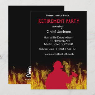 Modern vuurman/brandweerhoofd Silhouette Retiremen Kaart