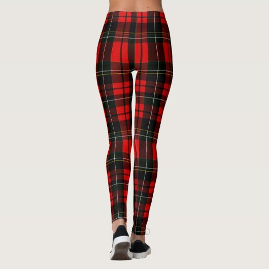 Modern Wallace Red Scottish Tartan Plaid Pattern Leggings (Achterkant)