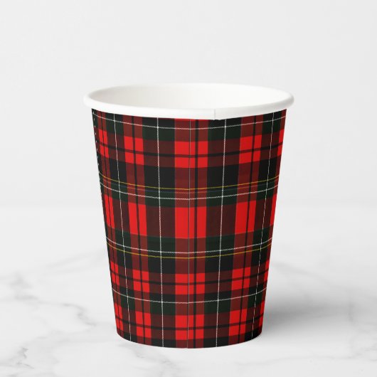 Modern Wallace Red Scottish Tartan Plaid Pattern Papieren Bekers (Rechts)