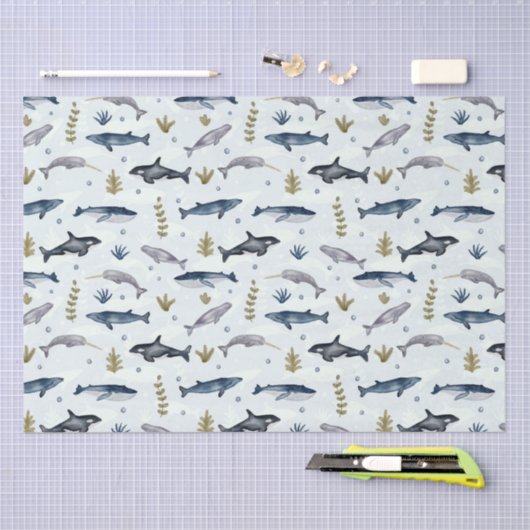 Modern walvisverhaal van de waterverf tissuepapier (Craft)