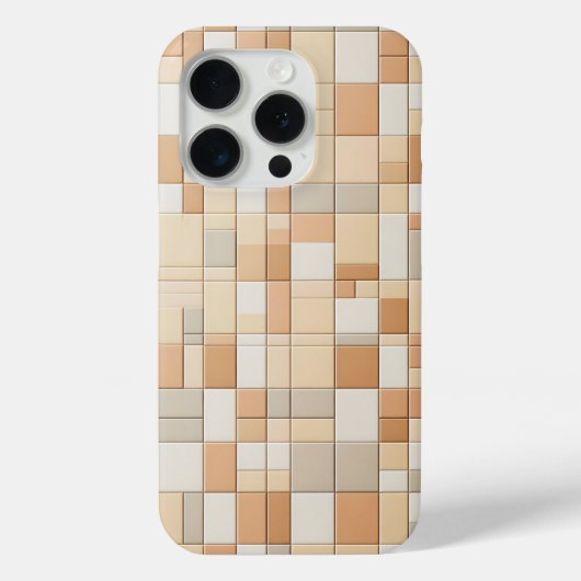 Modern Warm Beige & Peach Mosaic Phone Case Earth (Achterkant)