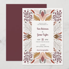 Modern Warm Geometric Botanical Boho Lijst Wedding Kaart