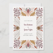 Modern Warm Geometric Botanical Floral Boho Lijst Save The Date (Voorkant)