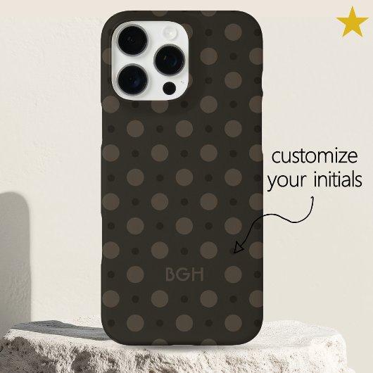 Modern Warm Gray Dots Pattern Custom Name Initials Case-Mate iPhone Case