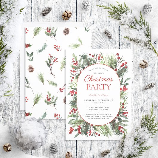 Modern Warm Red Winter Kerstfeest Kaart