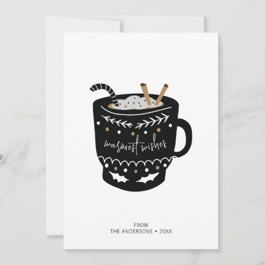 Modern Warmest Wishes Hot Coca Feestdagenkaart (Voorkant)