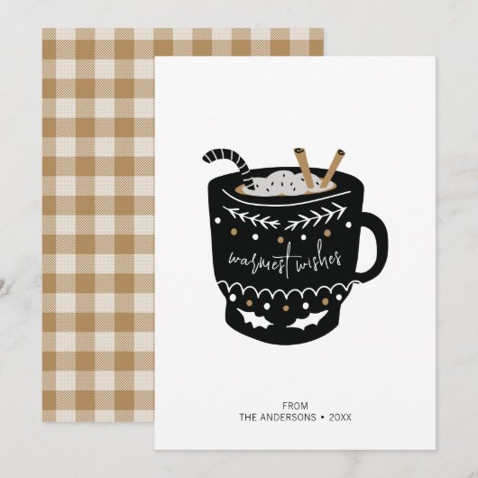Modern Warmest Wishes Hot Coca Feestdagenkaart (Voorkant / Achterkant)
