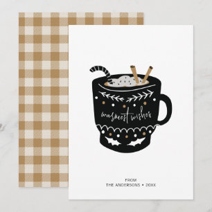 Modern Warmest Wishes Hot Coca Feestdagenkaart