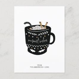 Modern Warmest Wishes Hot Cocoa Holiday Briefkaart