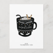 Modern Warmest Wishes Hot Cocoa Holiday Briefkaart (Voorkant)