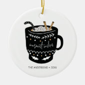 Modern Warmest Wishes Hot Cocoa Holiday Keramisch Ornament (Voorkant)
