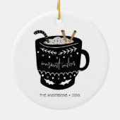 Modern Warmest Wishes Hot Cocoa Holiday Keramisch Ornament (Achterkant)