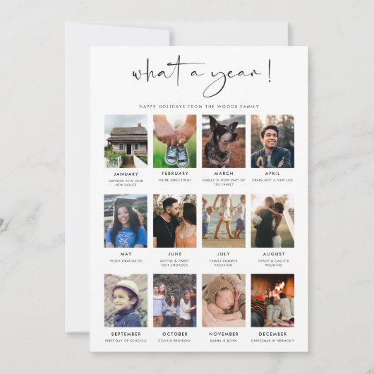 Modern Wat een jaar 12 Foto Review Feestdagenkaart (Voorkant)