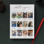 Modern Wat een jaar 12 Foto Review Feestdagenkaart<br><div class="desc">Wat een jaar! Een moderne minimalistische vakantiepas met 12 afbeeldingen om uw laatste jaar in detail te reviewen.</div>