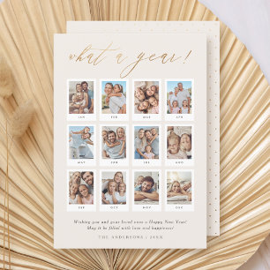 Modern wat een jaar 12 Fotocollage Gelukkig Nieuwj Feestdagenkaart
