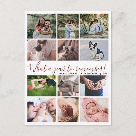 Modern Wat een jaar 12 Photo Collage Kerstmis Feestdagenkaart (Voorkant)