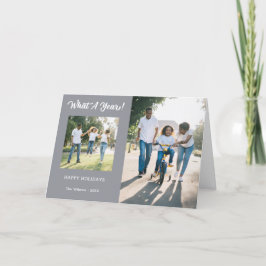 Modern wat een jaar 3 foto grijs feestdagen kaart