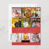 Modern Wat een jaar Berry Red Photo Collage Feestdagenkaart (Voorkant / Achterkant)