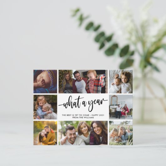Modern wat een jaar Briefkaart voor fotocollage (Staand voorkant)