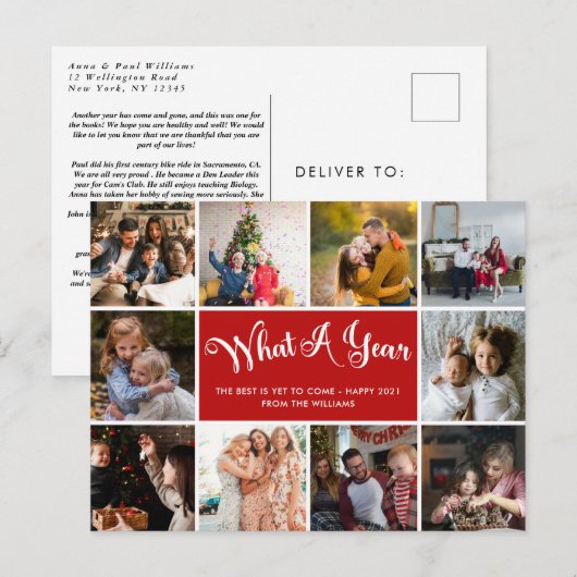 Modern wat een jaar Briefkaart voor fotocollage (Voorkant / Achterkant)