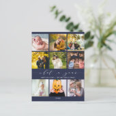 Modern Wat een jaar marine blauw fotocollage Feestdagenkaart (Staand voorkant)