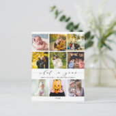 Modern wat een jaar wit fotocollage feestdagenkaart (Staand voorkant)