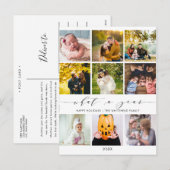 Modern wat een jaar wit fotocollage feestdagenkaart (Voorkant / Achterkant)