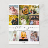 Modern wat een jaar wit fotocollage feestdagenkaart (Voorkant)